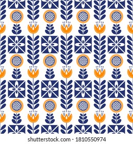 Scandinavian folk art seamless pattern. The Nordic style. Vector illustration.