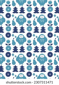 Scandinavian folk art seamless pattern.