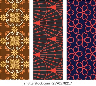 Scandinavian Folk Art Seamless Pattern with Nordic Floral Motifs and Traditional Style
