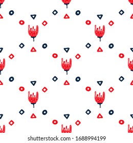 Scandinavian folk art.background of flowers.seamless pattern. Norwegian flower ornament in vector. Flat-style illustration on a white background.for wrapping, Wallpaper, fabric, tableware design.