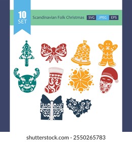 Scandinavian Folk Christmas Illustration Vector