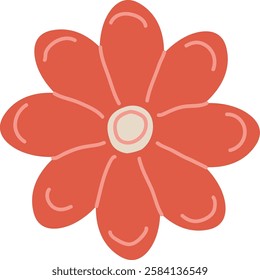 Scandinavian Folk Flower Head Vector Illustration