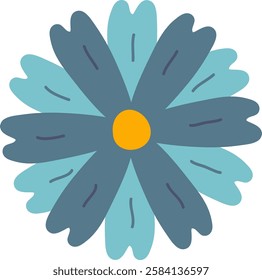 Scandinavian Folk Flower Head Vector Illustration