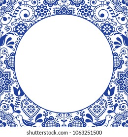 Scandinavian folk heart design greeting card or birthday or wedding invitation, floral vector pattern in navy blue and white.

Retro background with flowers inspired by Swedish and Norwegian tradition