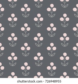 Scandinavian folk simple seamless pattern. Vector nordic floral background