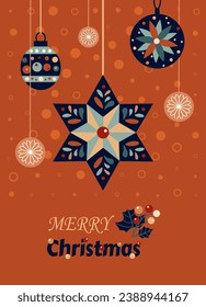 Scandinavian folk style Christmas decoration elements illustration.