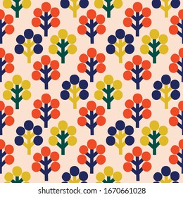 Scandinavian folk style design. Seamless pattern abstract tree. Design for a print,  wrapping paper, packaging design, fabric design, kitchen textile, interior decoration, bed linen, clothes print.