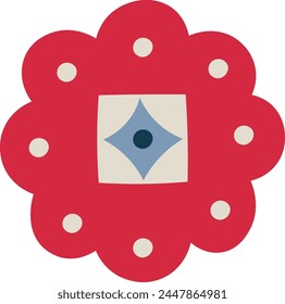 Scandinavian Folk Style Flower Vector Illustration