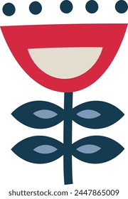 Scandinavian Folk Style Flower Vector Illustration