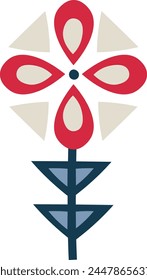 Scandinavian Folk Style Flower Vector Illustration