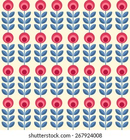Scandinavian folk style flowers - seamless floral pattern based on traditional folk ornaments. Vector illustration .