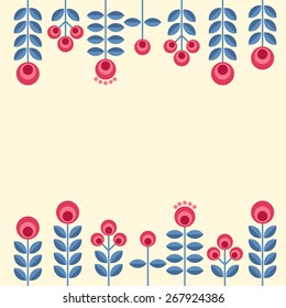 Scandinavian folk style flowers - seamless floral pattern based on traditional folk ornaments. Vector illustration.