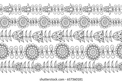 Scandinavian folk style flowers, seamless pattern