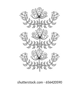 Scandinavian folk style flowers for your design