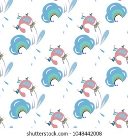 Scandinavian folk vintage style flowers, seamless pattern