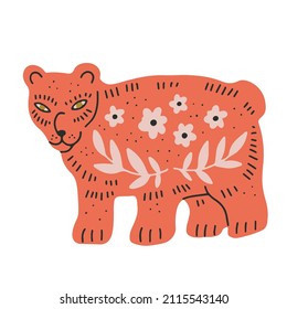 scandinavian forest vector illustration set simple doodles with nature theme and wild animals. deer horse fox bear , mushrooms and plants simple flat design. scandi artwork, cute drawings for kids