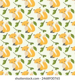 Scandinavian Fox Seamless Vector Pattern Design