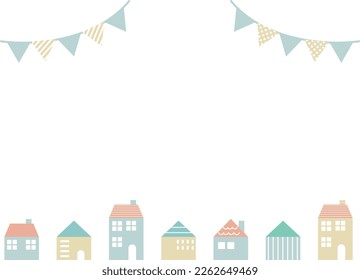 
Scandinavian garland and cityscape frame.