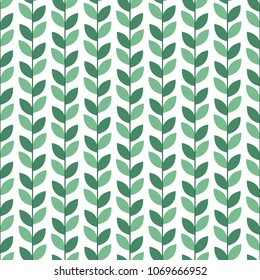 Scandinavian geometric simple seamless leaves pattern. Folk nordic style art. Summer background.