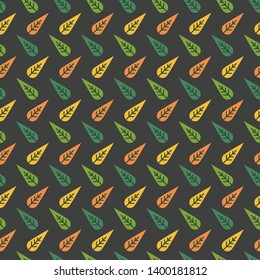 Scandinavian geometric simple seamless leaves pattern. Folk nordic style art. Summer background.