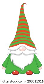 Scandinavian gnome, cartoon Christmas fantasy character, colorful illustration.
