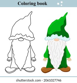 Scandinavian Gnome Coloring Book Cartoon Vector Stock Vector (royalty 