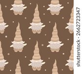 Scandinavian gnome seamless pattern. Cute character in cartoon style. Vector background.