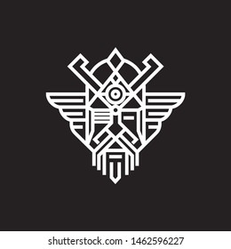 Scandinavian God Odin  Monoline Logo Vector 