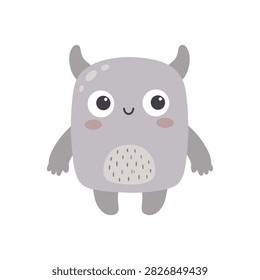 Scandinavian Gray Alien Character with Pointed Ears and Small Horns