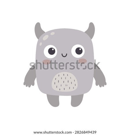 Scandinavian Gray Alien Character with Pointed Ears and Small Horns