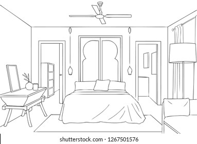 Scandinavian Guest House Line Art