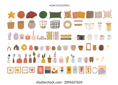 scandinavian home accesories  icon set element collection