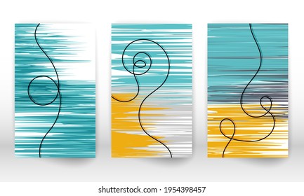 Scandinavian home decor. Set of abstract hand drawn lines. Modern art canvas. Watercolor effect design cover. Scandinavian art design. Doodle lines, texture imitation.