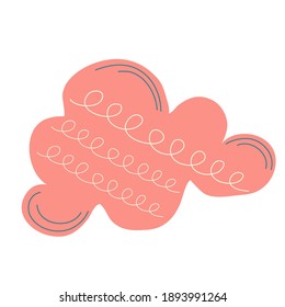 Scandinavian hooge cloud isolated on a white background. Vector illustration in simple Scandinavian style for kids, handdrawn free flat style in pastel colors.