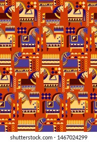 Scandinavian horses pattern seamless design graphic