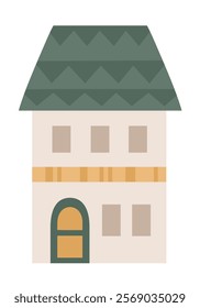 Scandinavian house clipart. Nordic house in minimal flat style. Hand draw vector illustration.