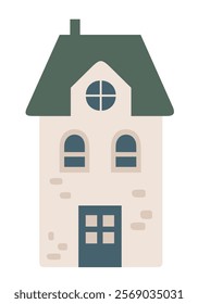 Scandinavian house clipart. Nordic house in minimal flat style. Hand draw vector illustration.