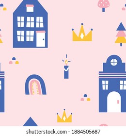 Scandinavian House Pattern Illustrations, Norway, Europe