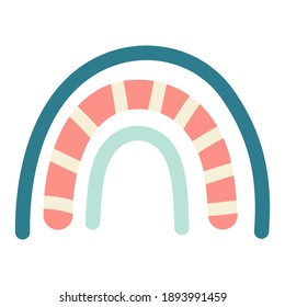 Scandinavian hugge with rainbow stripes isolated on a white background. Vector illustration in simple minimal Scandinavian style for kids, handdrawn free flat style in pastel colors.