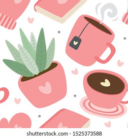 Scandinavian Hygge concept design seamless pattern, Nordic winter elements with love, minimalism background, merry christmas pattern fabric, textile, cards, time to hygge, lagom background