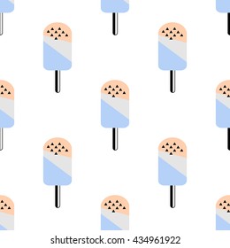 Scandinavian Ice cream seamless pattern in retro style 80s - 90s. Stylish geometric texture. Trend design. Vector illustration. Popsicle