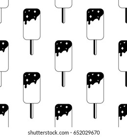 Scandinavian Ice cream seamless pattern. Stylish geometric texture. Trend design. Vector illustration. Popsicle.  Black and white