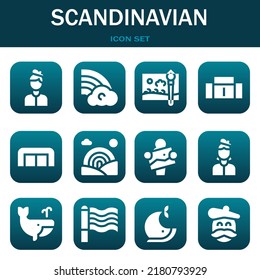 scandinavian icon set. Vector  illustrations related with Artist, Rainbow and Painting brush