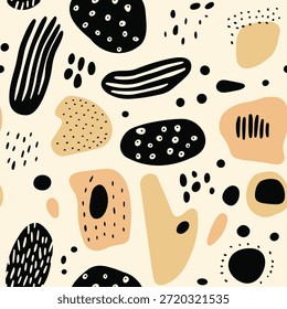 Patrón abstracto sin costuras de inspiración escandinava con formas orgánicas y composición mínima, perfecto para Fondos de pantalla, estampados de tela y proyectos de diseño contemporáneo