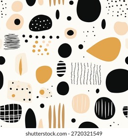 Modelo inconsútil abstracto inspirado escandinavo con las Formas orgánicas y la composición minimalista, ideal para el diseño textil, la marca, los fondos y el interior moderno
