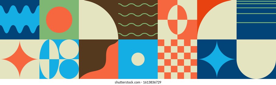 Scandinavian inspired artwork pattern made with simple geometrical forms and hand-drawn shapes. Abstract vector composition, useful for backgrounds, poster design, fabric prints, invitation letters.