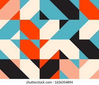 Scandinavian inspired artwork pattern made with simple geometrical forms and hand-drawn shapes. Abstract vector composition, useful for backgrounds, poster design, fabric prints, invitation letters.