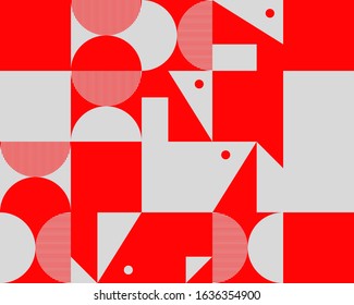 Scandinavian inspired artwork pattern made with simple geometrical forms and hand-drawn shapes. Abstract vector composition, useful for backgrounds, poster design, fabric prints, invitation letters.