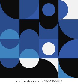 Scandinavian inspired artwork pattern made with simple geometrical forms and hand-drawn shapes. Abstract vector composition, useful for backgrounds, poster design, fabric prints, invitation letters.