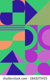 Scandinavian inspired artwork pattern made with simple geometrical forms and hand-drawn shapes. Abstract vector composition, useful for backgrounds, poster design, fabric prints, invitation letters.